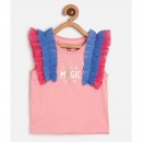 Miniklub Typographic Print Round-Neck Top- Pink, 2-3yr